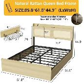 Brand New Queen Size Bed Frame with Headboard 4-Drawer $199 - Photo 3