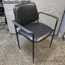 Black Office Guest Chair w/ Arms, Vinyl, 18.5' H
