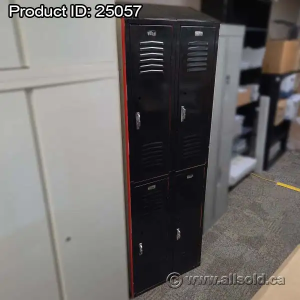 Republic Bank of 4 Doors Black   Red Double Tier Storage Locker