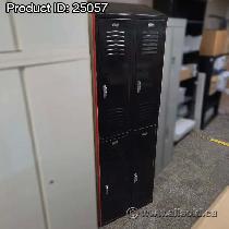 Republic Bank of 4 Doors Black   Red Double Tier Storage Locker