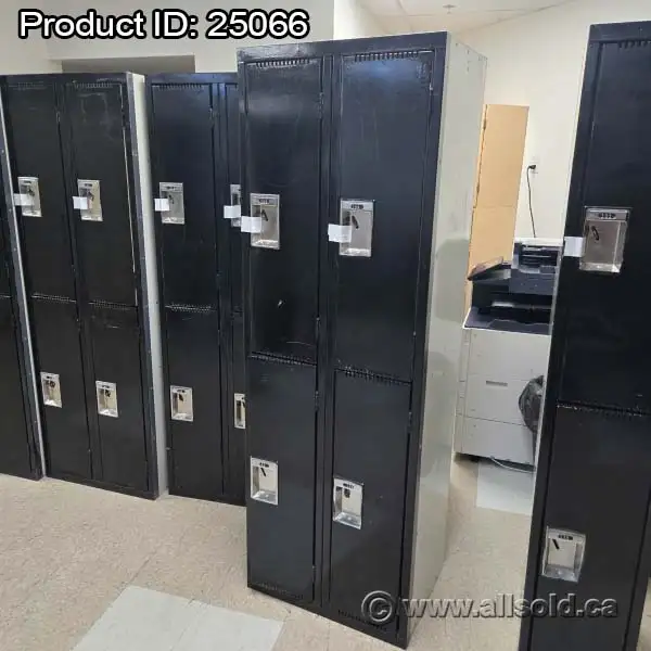 Black & Beige Bank of 4 Doors Double Tier Storage Locker
