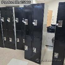 Black & Beige Bank of 4 Doors Double Tier Storage Locker