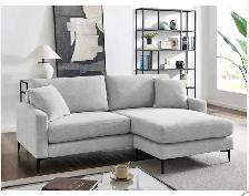 Grey fabric sectional with reversible chaise - Photo 3