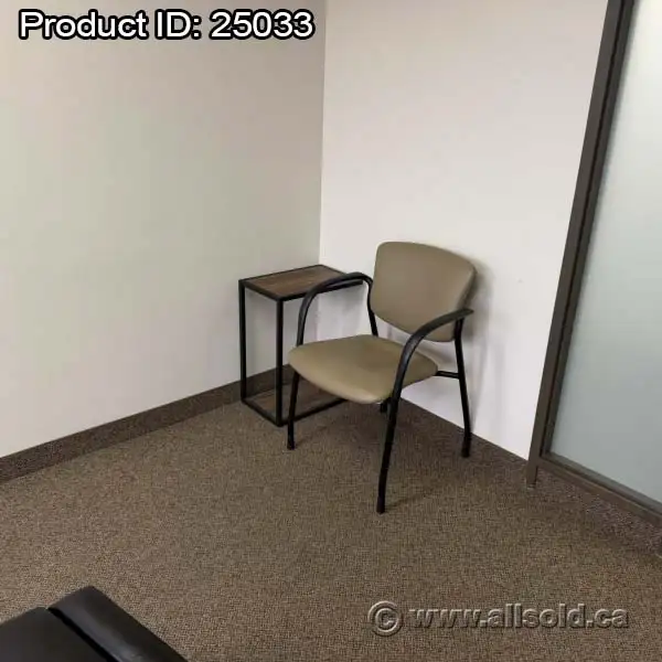Tan Office Side Guest Chair w/ Vinyl Seat, Black Frame