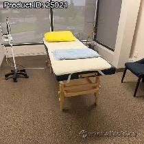 Wood Massage Therapy Exam Table w/ Blue Padding