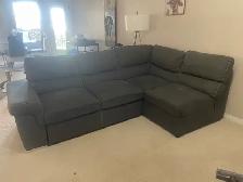 Grey Sectional Sofa with Pull-Out Bed