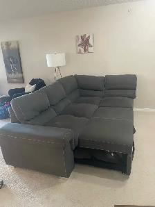 Grey Sectional Sofa with Pull-Out Bed - Photo 3