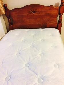 Double wooden bed and mattress for sale