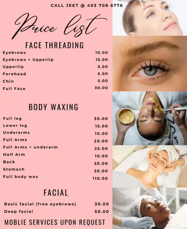 Affordable eyebrows, threading waxing, and facial!