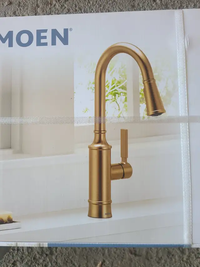 2 BRAND NEW MOEN GOLD PULL DOWN KITCHEN FAUCETS