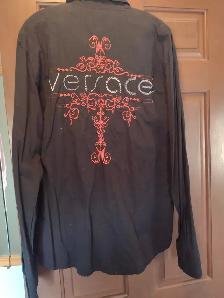 Men's Versace black collar dress shirt size XL - Photo 4