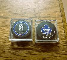 Toronto Maple Leafs Bobby Baun & Ron Ellis Encased Hockey Pucks