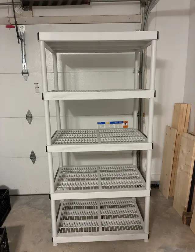 5-Tier White Plastic Storage Shelf –