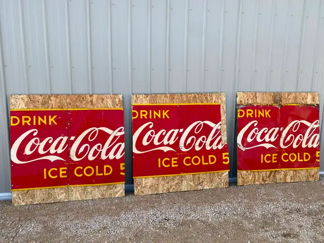 Coca-cola signs 1950, approx. 36" x 48" , some condition issues,