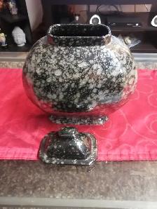 Grey ceramic decor with lid - Photo 2