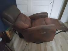 Fauteuil brun foncé électrique ajustable tête, dos, cou, rotatif - Photo 2