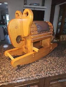 Vintage Mid-Century Modern Wooden Rocking Elephant – Solid Pine
