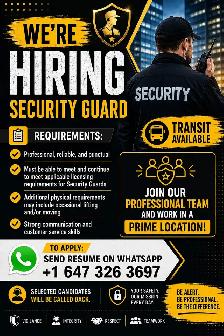Licensed Security Guards – $18-$25/hr - Urgent Call 647-326-3697
