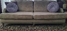 2-Piece Beige Velvet Sofa Set