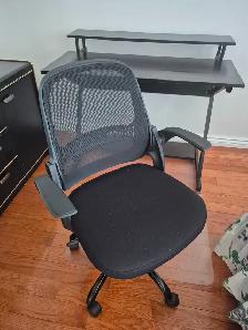 Office desk, chair and plastic floor mat for sale