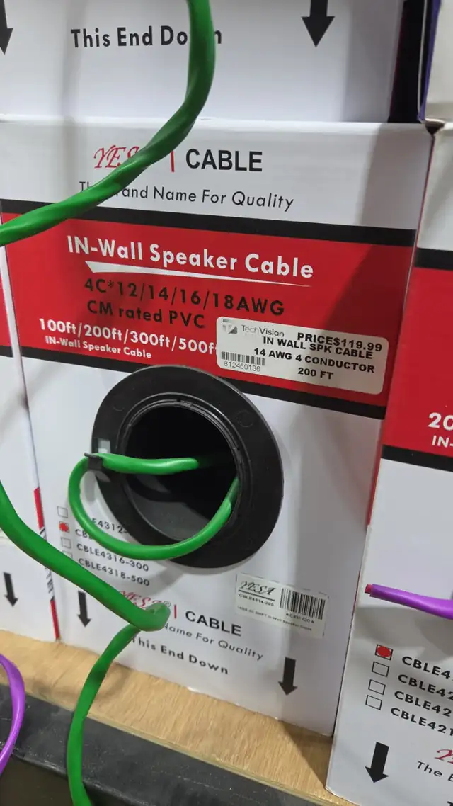IN WALL SPEAKER CABLE 14 AWG 4 CONDUCTOR 200FT