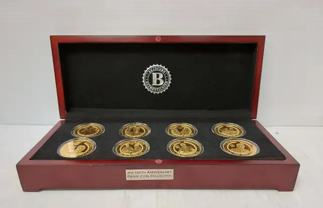 (B1329) Bradford Exchange 100th Annversary Of JFK 8Pc Coin