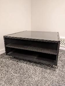 Coffee Table with Glass Top, Wheels & Storage - $80 OBO - Photo 2