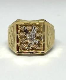 10k 2Tone Diamond Cut Eage Men’s Ring