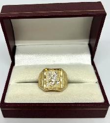10k 2Tone Diamond Cut Eage Men’s Ring - Photo 2