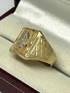 10k 2Tone Diamond Cut Eage Men’s Ring - Photo 3
