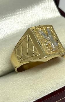 10k 2Tone Diamond Cut Eage Men’s Ring - Photo 4