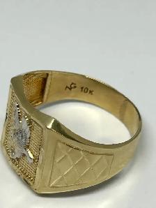 10k 2Tone Diamond Cut Eage Men’s Ring - Photo 5