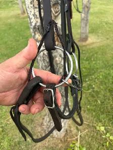 twisted wire snaffle and leather headstall - Photo 2