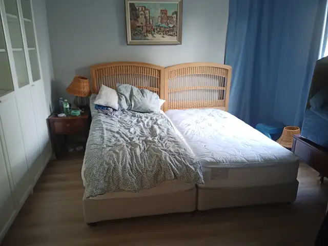 2 Single beds COMPLETE with mattresses, spring boxes and headboa