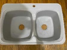 Kitchen Sink White Double Bowl