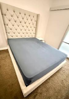 Grey Tufted Queen Bed Frame