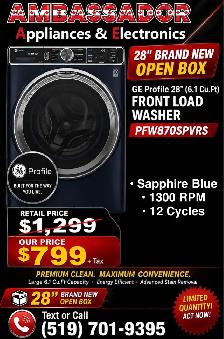 NEW 28" GE Profile Front Load Washer (6.1 Cu.Ft) Stackable