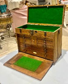 Antique Dovetailed Oak Machinist Tool Chest w Multiple Drawers - Photo 2