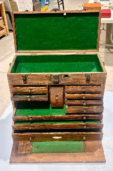 Antique Dovetailed Oak Machinist Tool Chest w Multiple Drawers - Photo 4