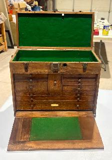 Antique Dovetailed Oak Machinist Tool Chest w Multiple Drawers - Photo 6