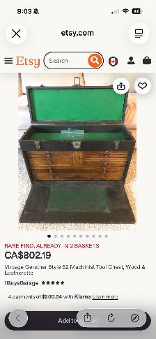 Antique Dovetailed Oak Machinist Tool Chest w Multiple Drawers - Photo 9