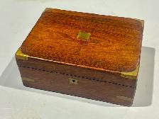 Antique Victorian Era Rosewood Writing Box (w Brass Accents)