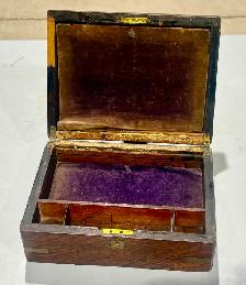 Antique Victorian Era Rosewood Writing Box (w Brass Accents) - Photo 3