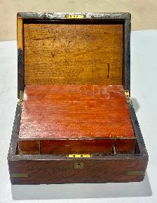 Antique Victorian Era Rosewood Writing Box (w Brass Accents) - Photo 4