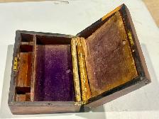 Antique Victorian Era Rosewood Writing Box (w Brass Accents) - Photo 5