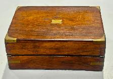 Antique Victorian Era Rosewood Writing Box (w Brass Accents) - Photo 6