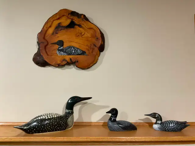 Loons - wooden picture and ornaments
