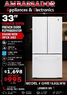NEW 33" GE Counter Depth Fridge (White)