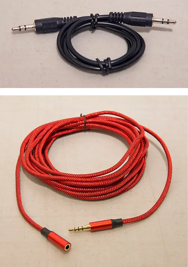 2-foot Aux Cable   13-foot Headphone Extension Cable (New)