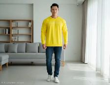 BRAND NEW MEN'S CREW NECK LONG SLEEVE T-SHIRT (2XL - YELLOW) - Photo 2
